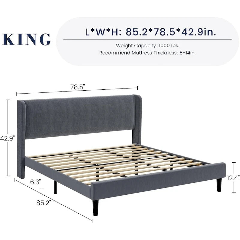 Struttura letto in legno con testiera imbottita