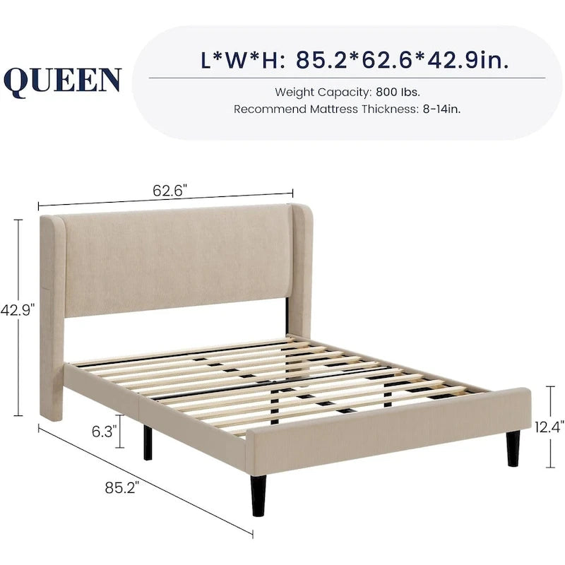 Struttura letto in legno con testiera imbottita