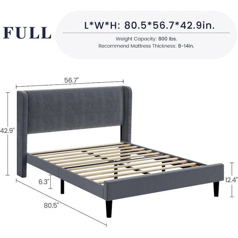 Struttura letto in legno con testiera imbottita