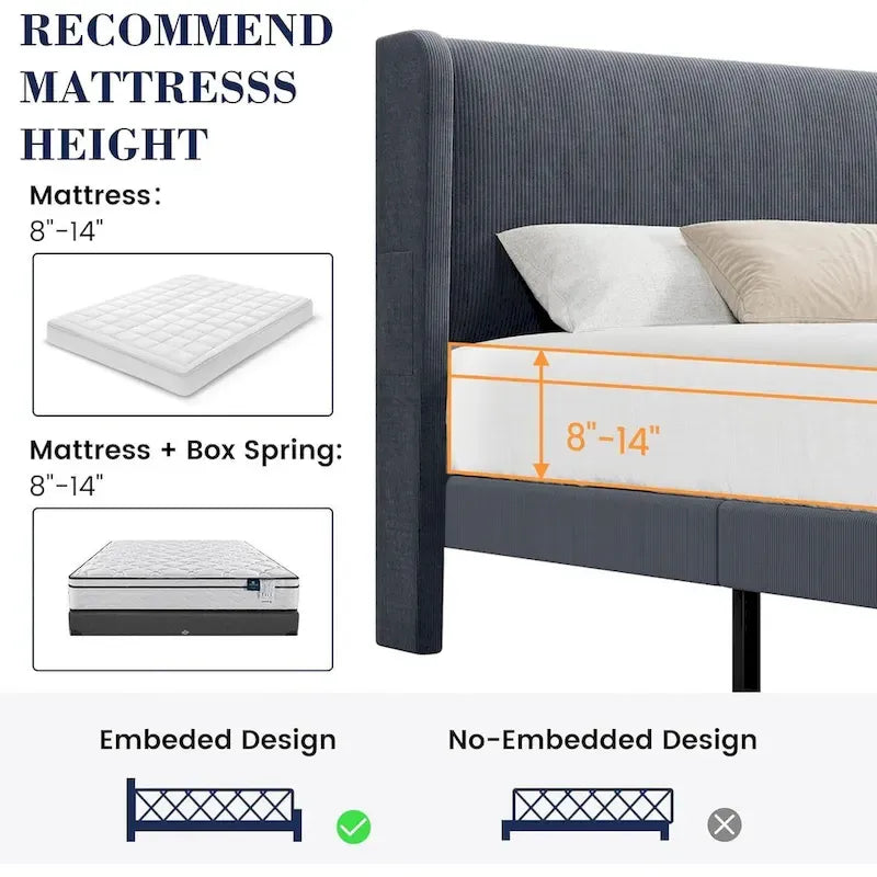 Struttura letto in legno con testiera imbottita