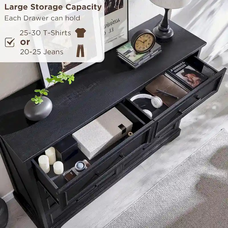 Cassettiera in stile rustico con 8 cassetti per camera da letto, cassettiera in legno