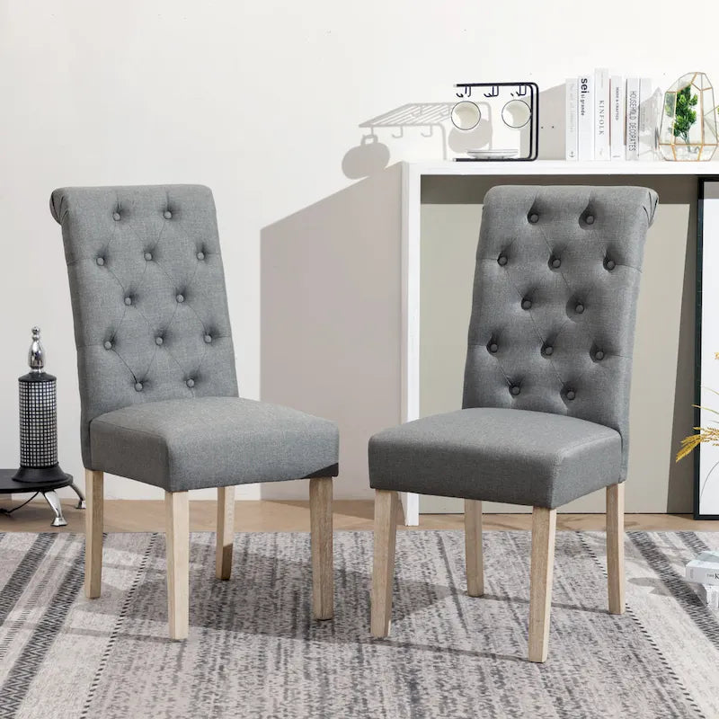 Set da pranzo da 5 pezzi, set di mobili da cucina in legno, tavolo rotondo con base a piedistallo Cross-Buck e 4 sedie trapuntate