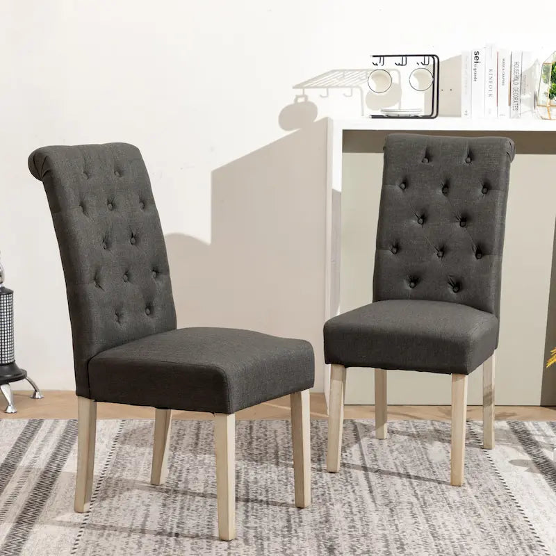 Set da pranzo da 5 pezzi, set di mobili da cucina in legno, tavolo rotondo con base a piedistallo Cross-Buck e 4 sedie trapuntate