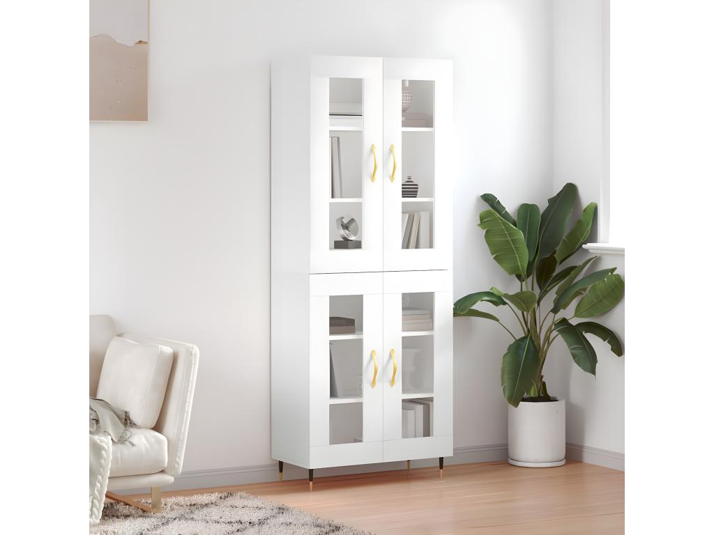 Credenza in legno ingegnerizzato bianco, 69,5 x 34 x 180 cm