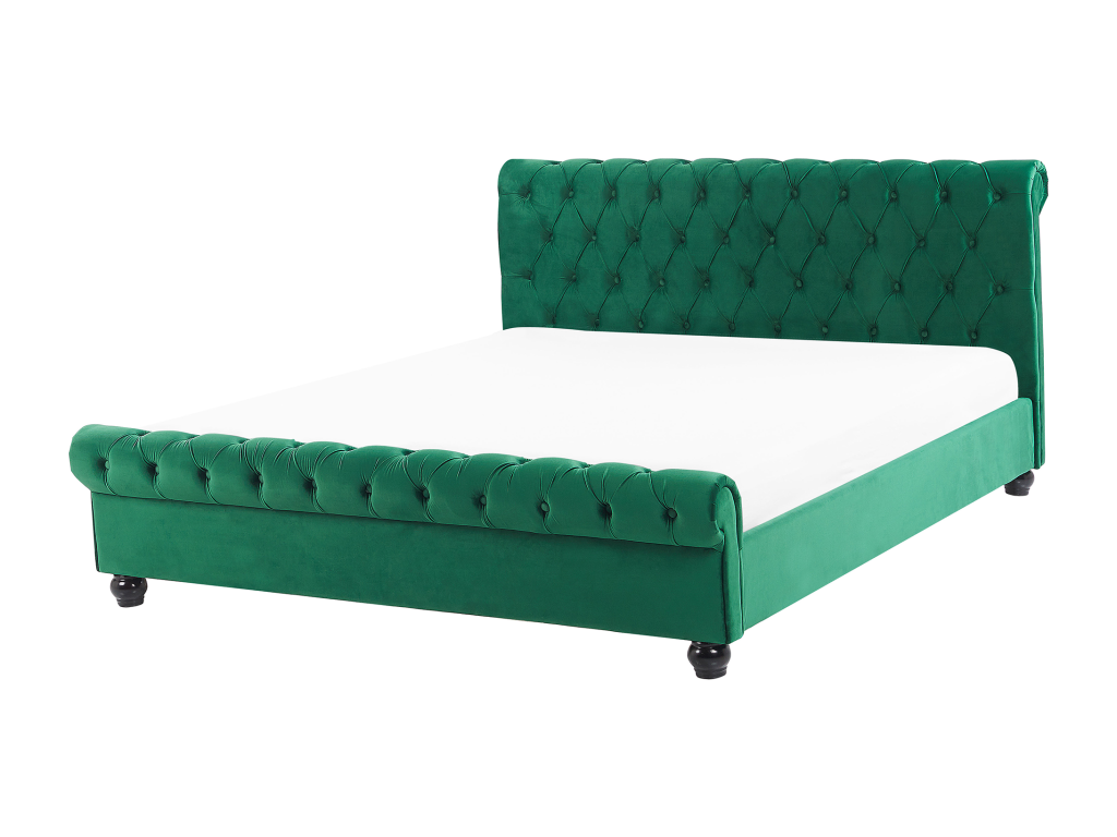 Letto in velluto verde, 160 x 200 cm - dlz1766568552575