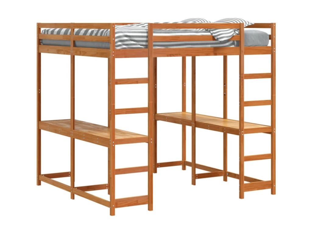 Letto in legno di pino marrone, 200 x 200 cm