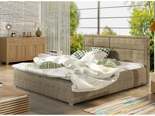 Letto in tessuto beige, 200 x 200 cm