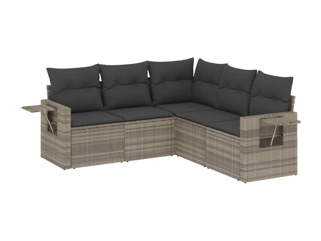 Set di mobili da esterno in vimini intrecciato in resina grigia - dlz1766568251967