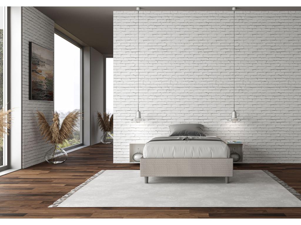 Struttura letto in tessuto bianco, 120 x 210 cm