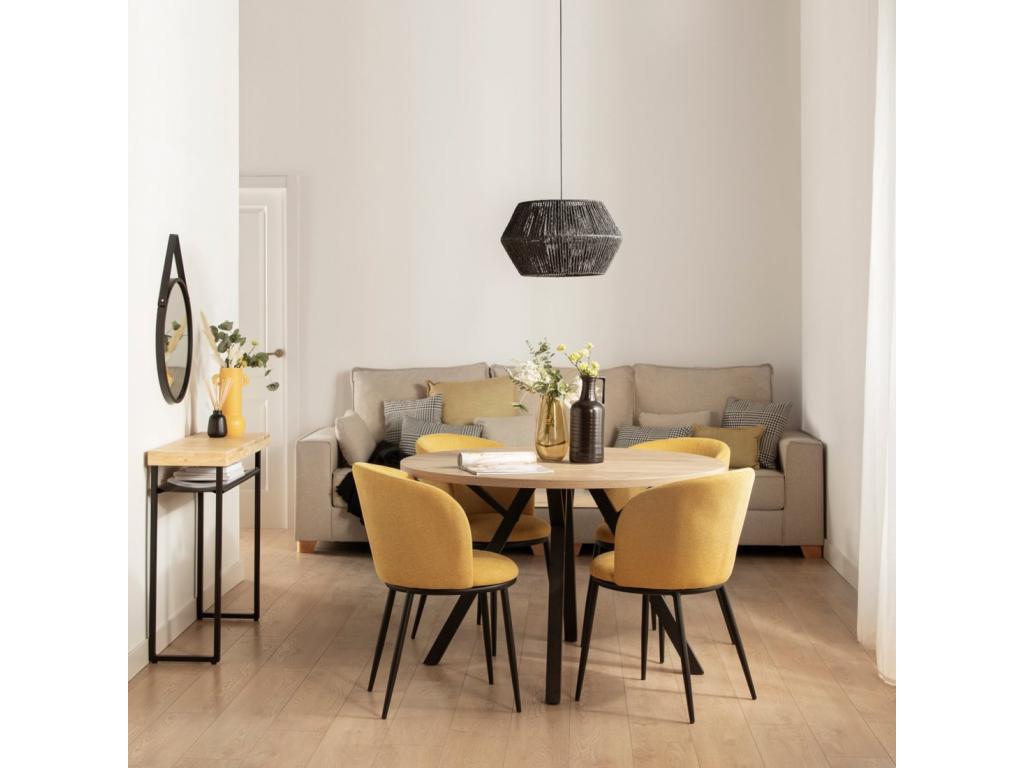 Sedia in tessuto giallo, 51 x 80 cm