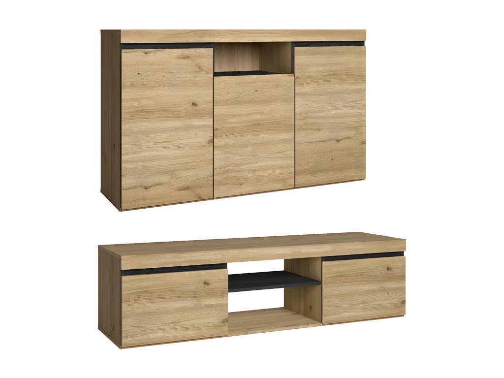 Credenza in legno di rovere naturale