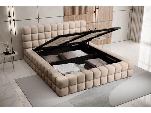 Letto in velluto beige, 160 x 200 cm