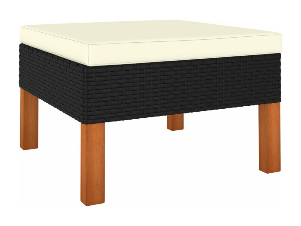 Set di mobili da esterno in vimini intrecciato in resina nera - dlz1766567983792