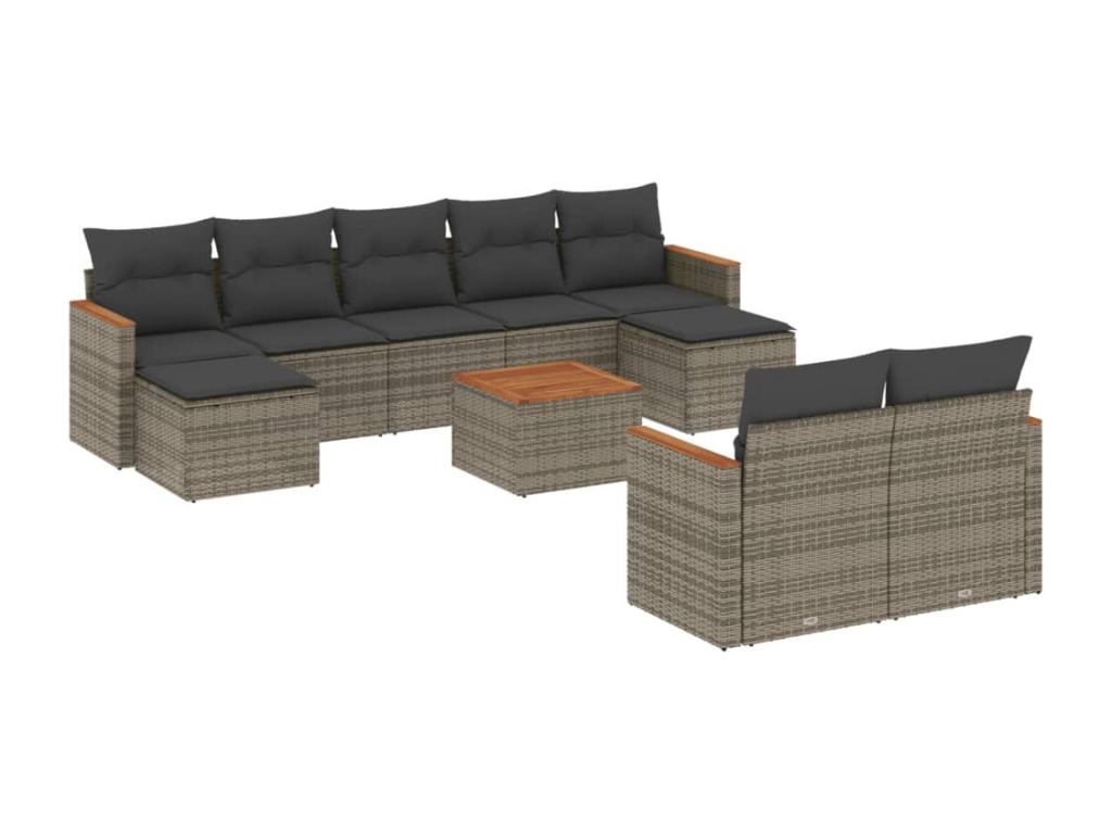 Set di mobili da esterno in vimini intrecciato in resina grigia - dlz1766567932655