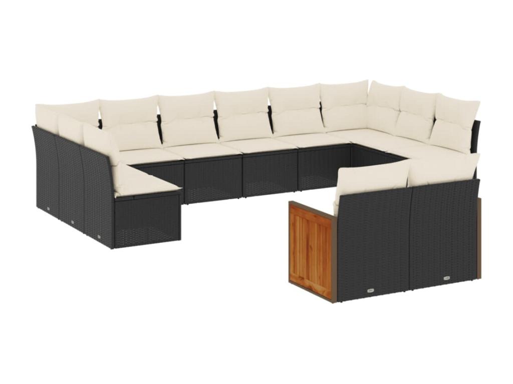 Set di mobili da esterno in vimini intrecciato in resina nera - dlz1766568023125