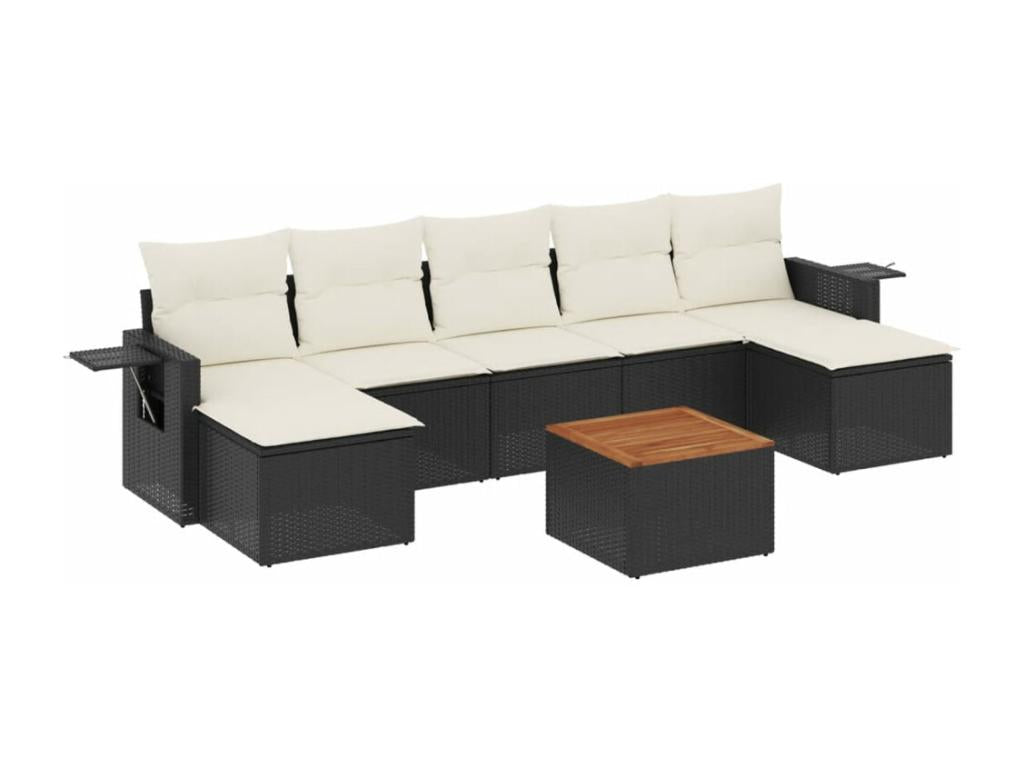 Set di mobili da esterno in vimini intrecciato in resina nera - dlz1766568556069