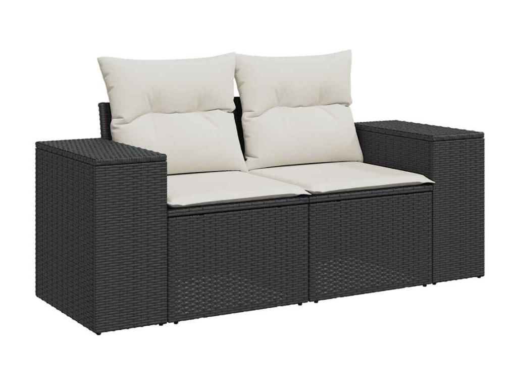 Set di mobili da esterno in vimini intrecciato in resina nera - dlz1766568016690