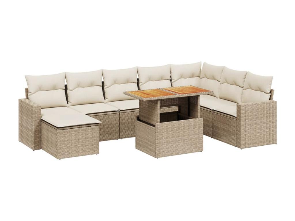 Set di mobili da esterno in vimini intrecciato in resina beige - dlz1766568385695