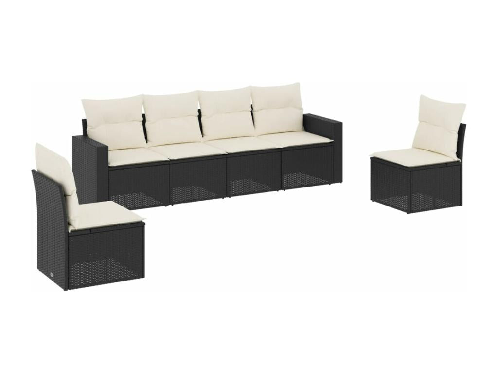 Set di mobili da esterno in vimini intrecciato in resina nera