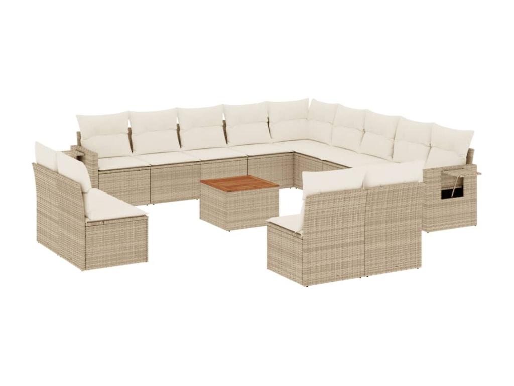 Set di mobili da esterno in vimini intrecciato in resina beige - dlz1766568333082