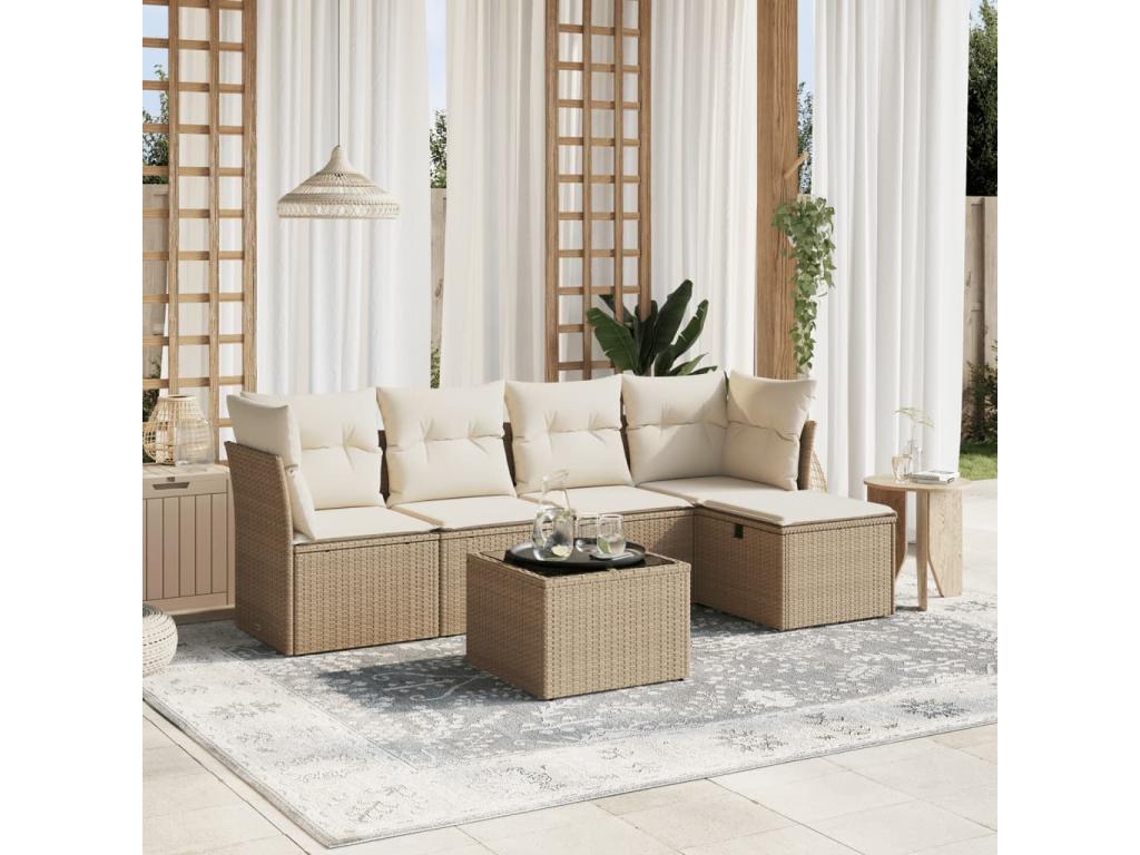 Set di mobili da esterno in vimini intrecciato in resina beige - dlz1766568268237