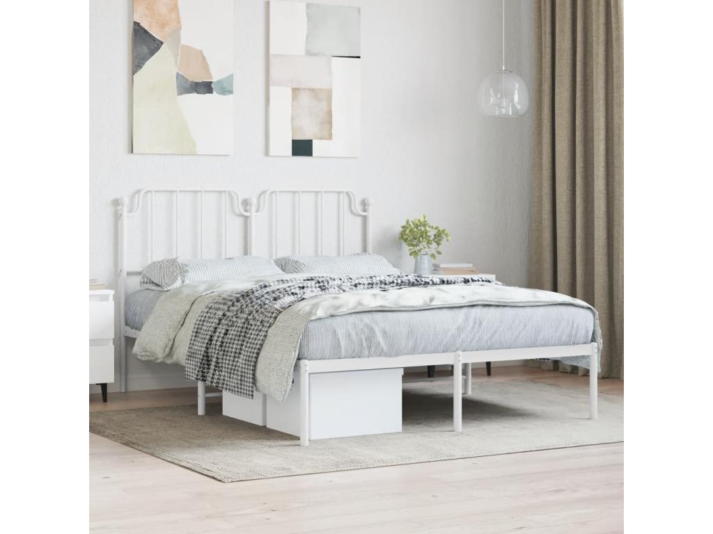 Struttura letto in metallo bianco, 140 x 200 cm