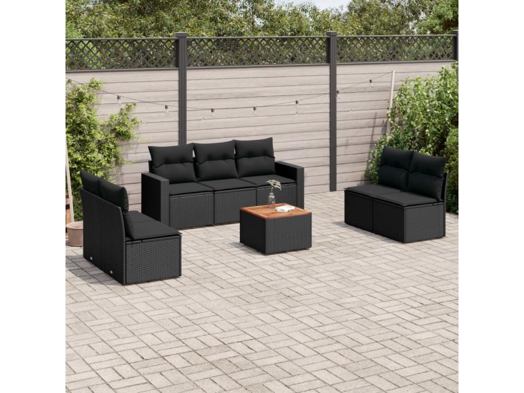 Set di mobili da esterno in vimini intrecciato in resina nera - dlz1766568254621