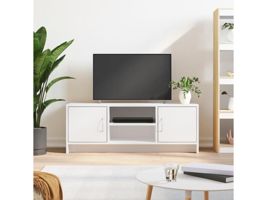 Mobile TV in legno ingegnerizzato bianco, 102 x 30 x 37,5 cm