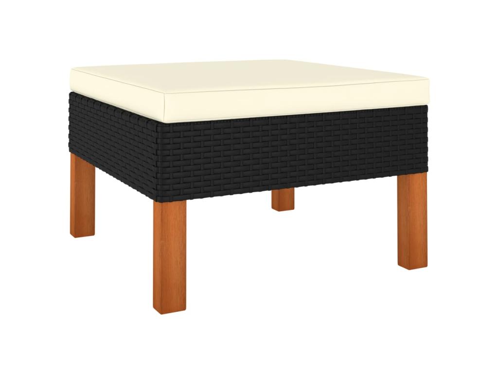 Set di mobili da esterno in vimini intrecciato in resina nera - dlz1766568557253