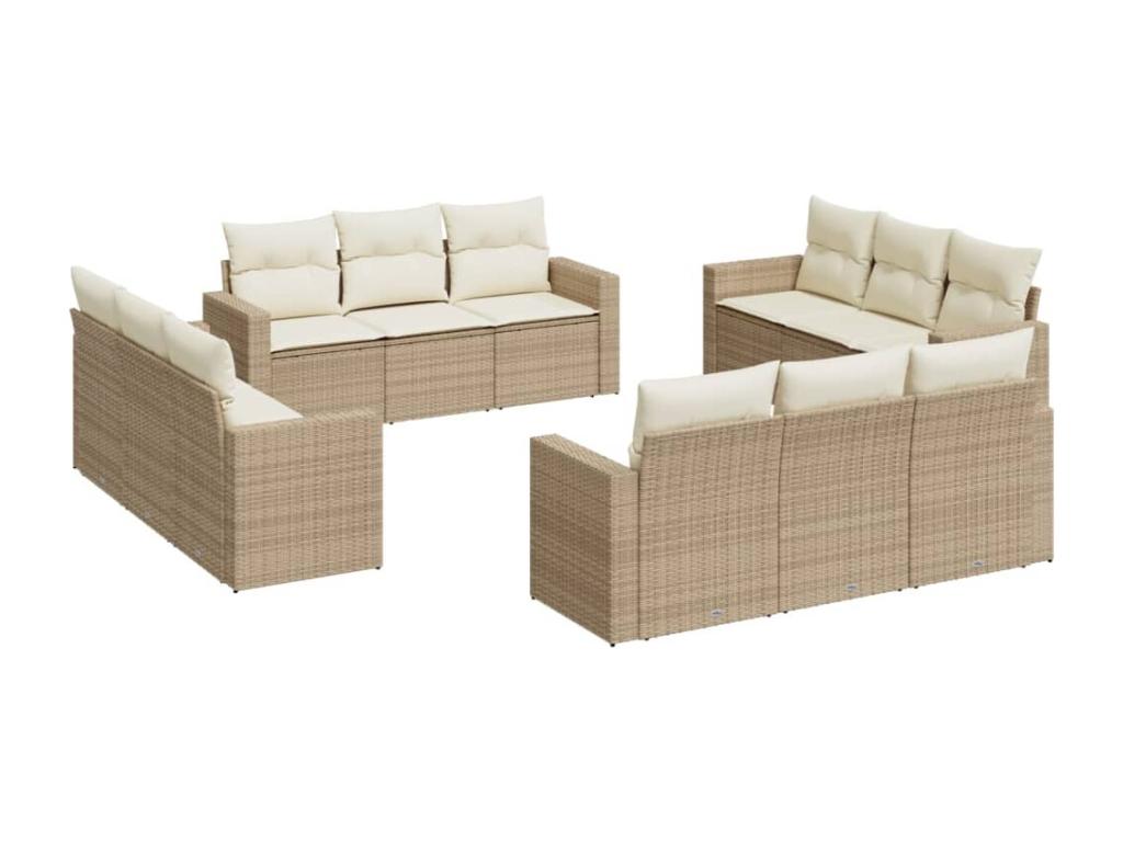 Set di mobili da esterno in vimini intrecciato in resina beige - dlz1766568468379