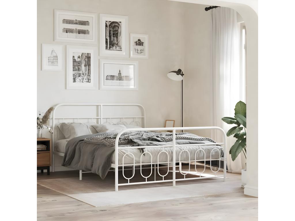 Struttura letto in metallo bianco, 150 x 200 cm