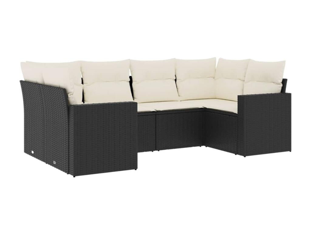 Set di mobili da esterno in vimini intrecciato in resina nera - dlz1766568518774
