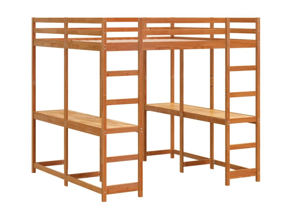 Letto in legno di pino marrone, 200 x 200 cm