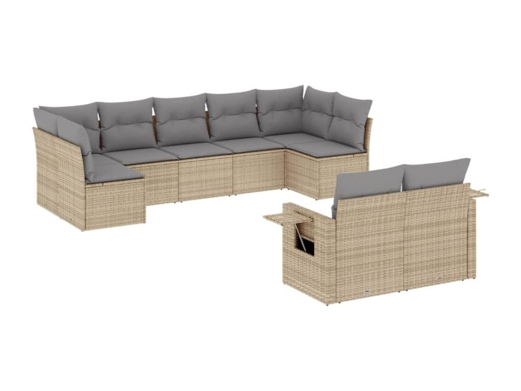 Set di mobili da esterno in vimini intrecciato in resina beige - dlz1766568639071
