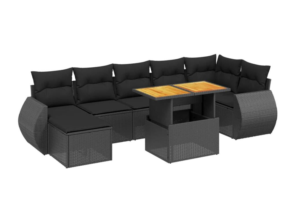 Set di mobili da esterno in vimini intrecciato in resina nera - dlz1766567947682