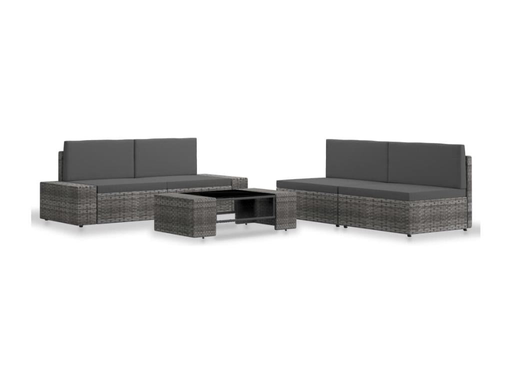 Set di mobili da esterno in vimini intrecciato in resina grigia - dlz1766568420055