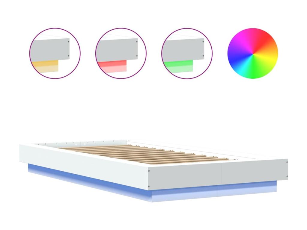 Struttura letto in legno ingegnerizzato bianco, 90 x 190 cm