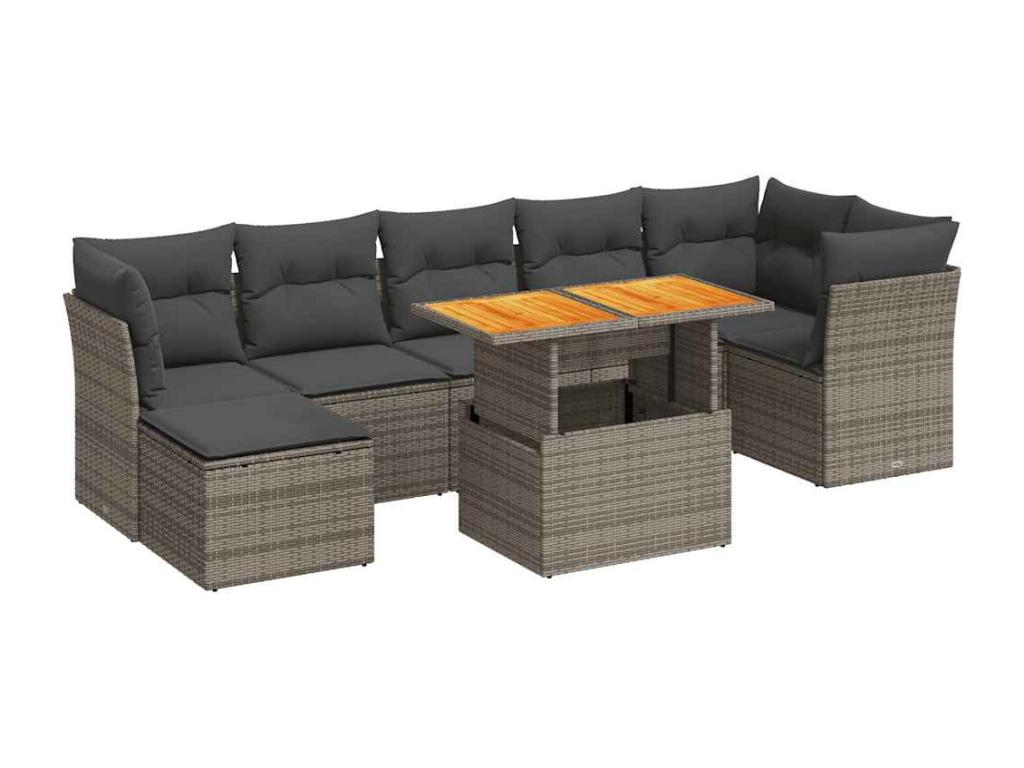 Set di mobili da esterno in vimini intrecciato in resina grigia - dlz1766568025890