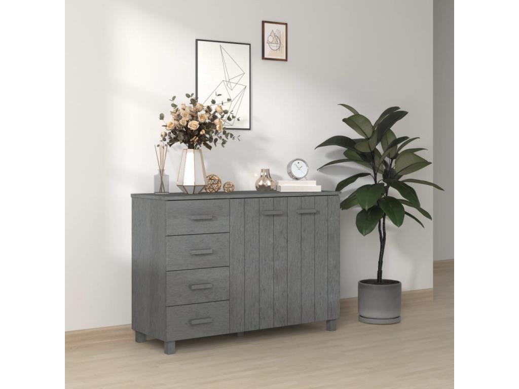 Credenza in legno massello grigio, 113 x 40 x 80 cm