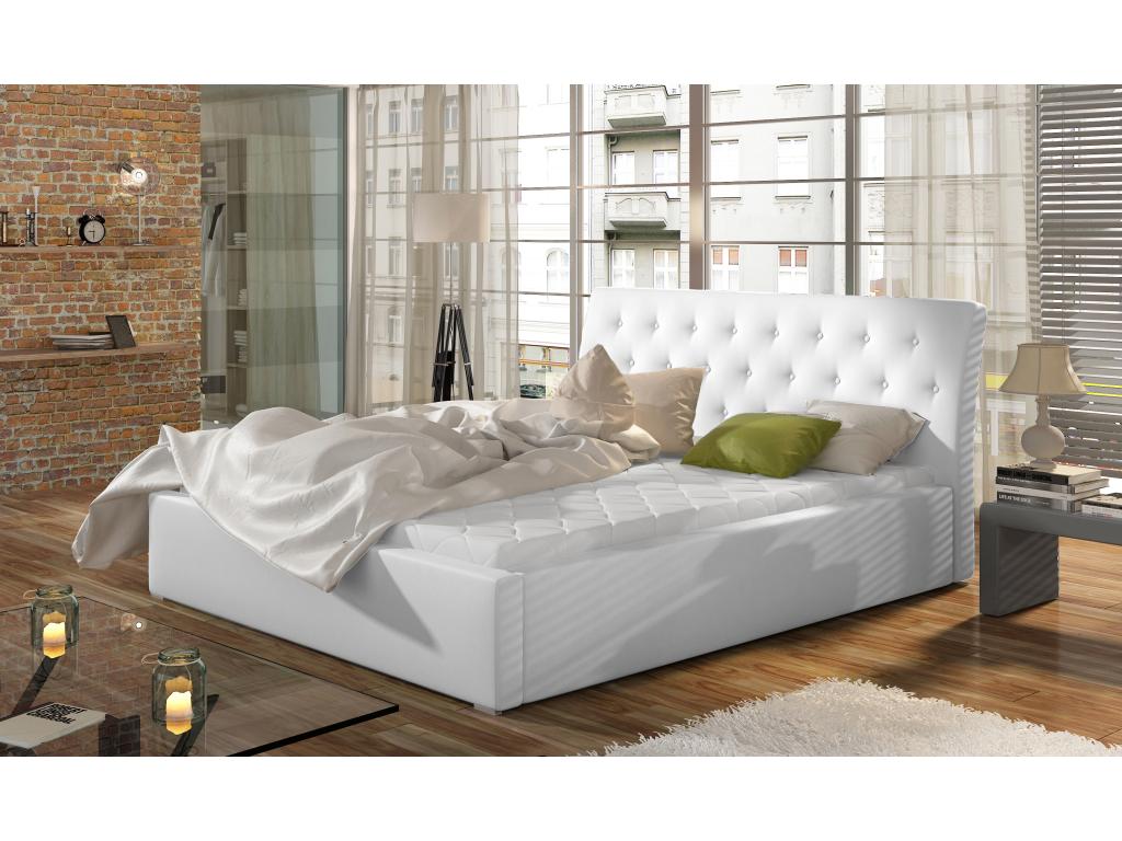 Letto in tessuto bianco, 140 x 200 cm