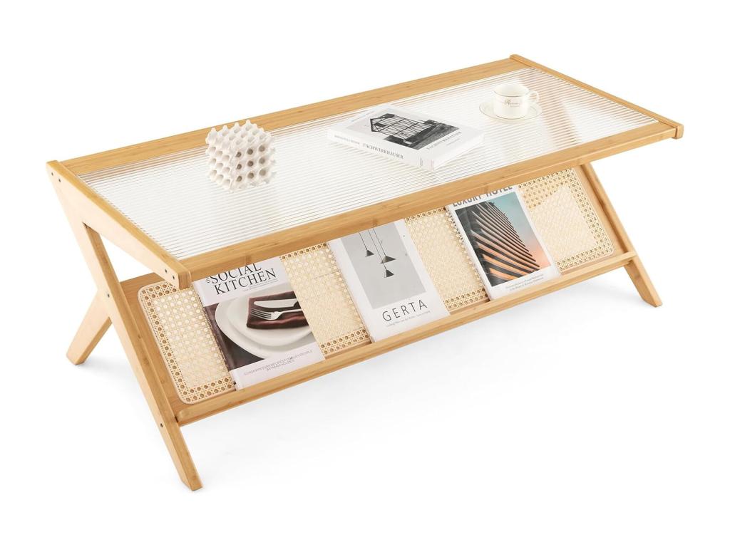 Tavolino da caffè in vetro giallo