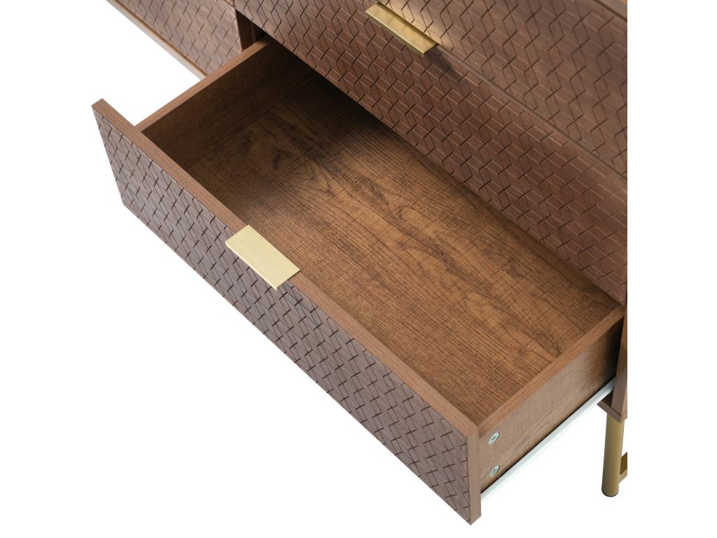 Cassettiera in metallo naturale, 120 x 40 x 75 cm