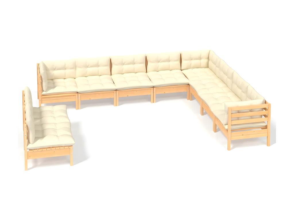 Set di mobili da esterno in legno di pino naturale - dlz1766567985101