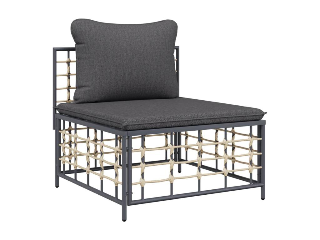 Set di mobili da esterno in vimini intrecciato in resina grigia - dlz1766568562288