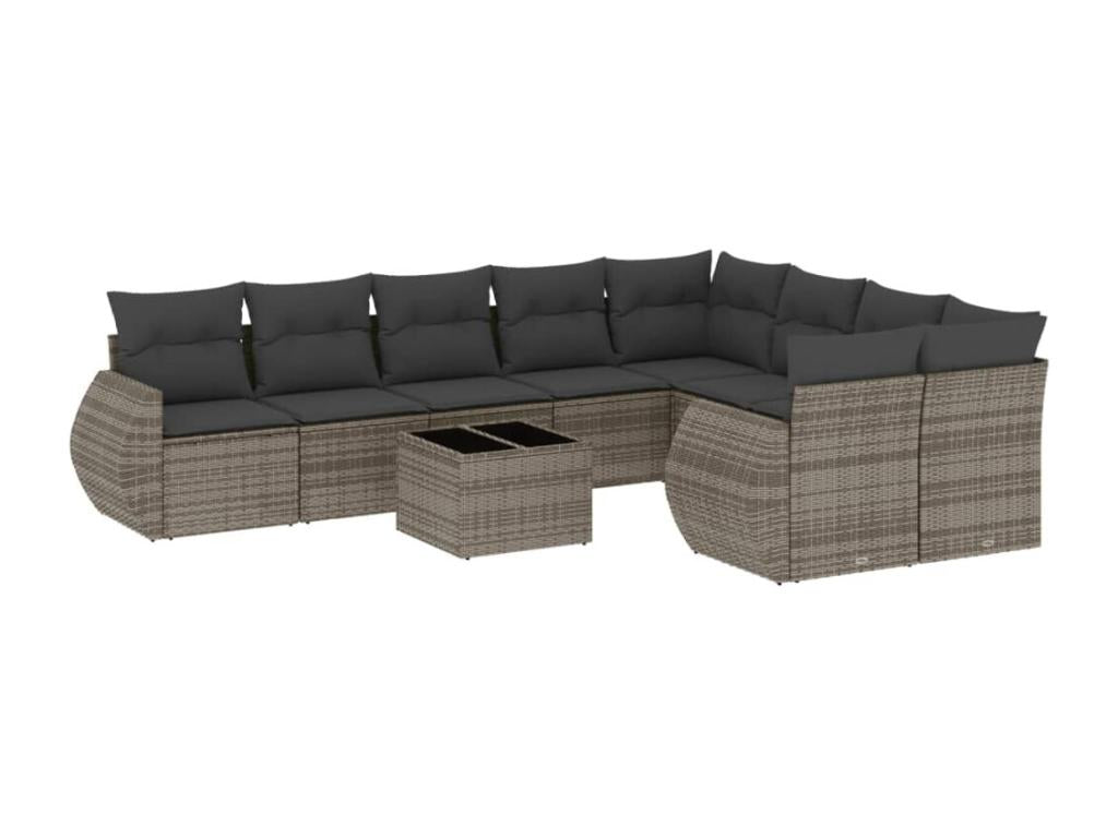 Set di mobili da esterno in vimini intrecciato in resina grigia - dlz1766568474873