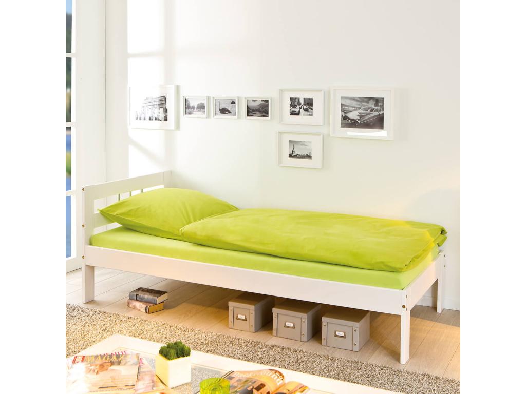 Letto in legno massello bianco, 90 x 200 cm