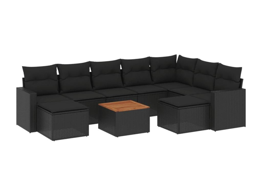 Set di mobili da esterno in vimini intrecciato in resina nera - dlz1766568194716