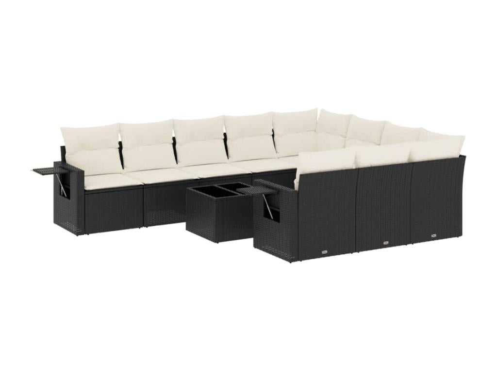 Set di mobili da esterno in vimini intrecciato in resina nera - dlz1766568476394