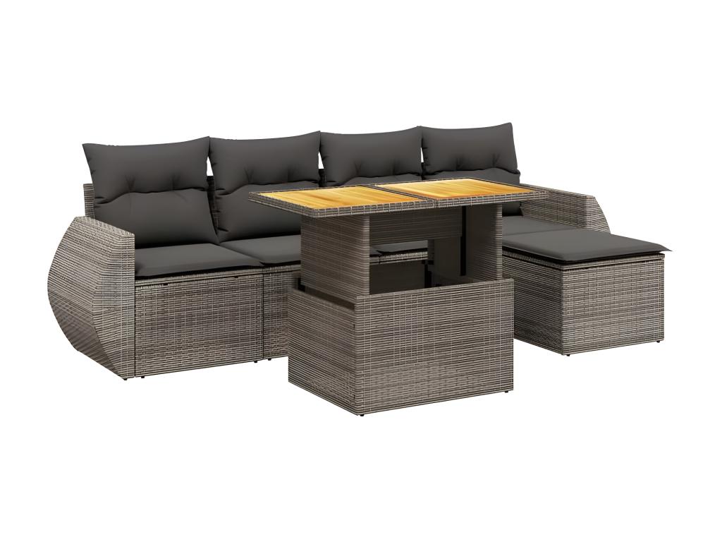 Set di mobili da esterno in vimini intrecciato in resina grigia - dlz1766568010198