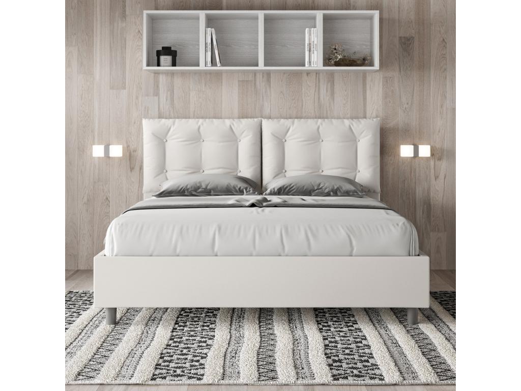 Letto in similpelle bianca, 160 x 190 cm